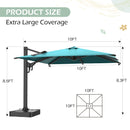 EROMMY 10 x 10 Outdoor Square Offset Umbrella with Sturdy Frame - Blue-Erommy